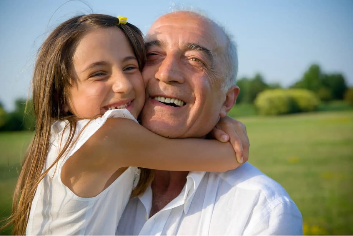Grandfather happy with granddaughter